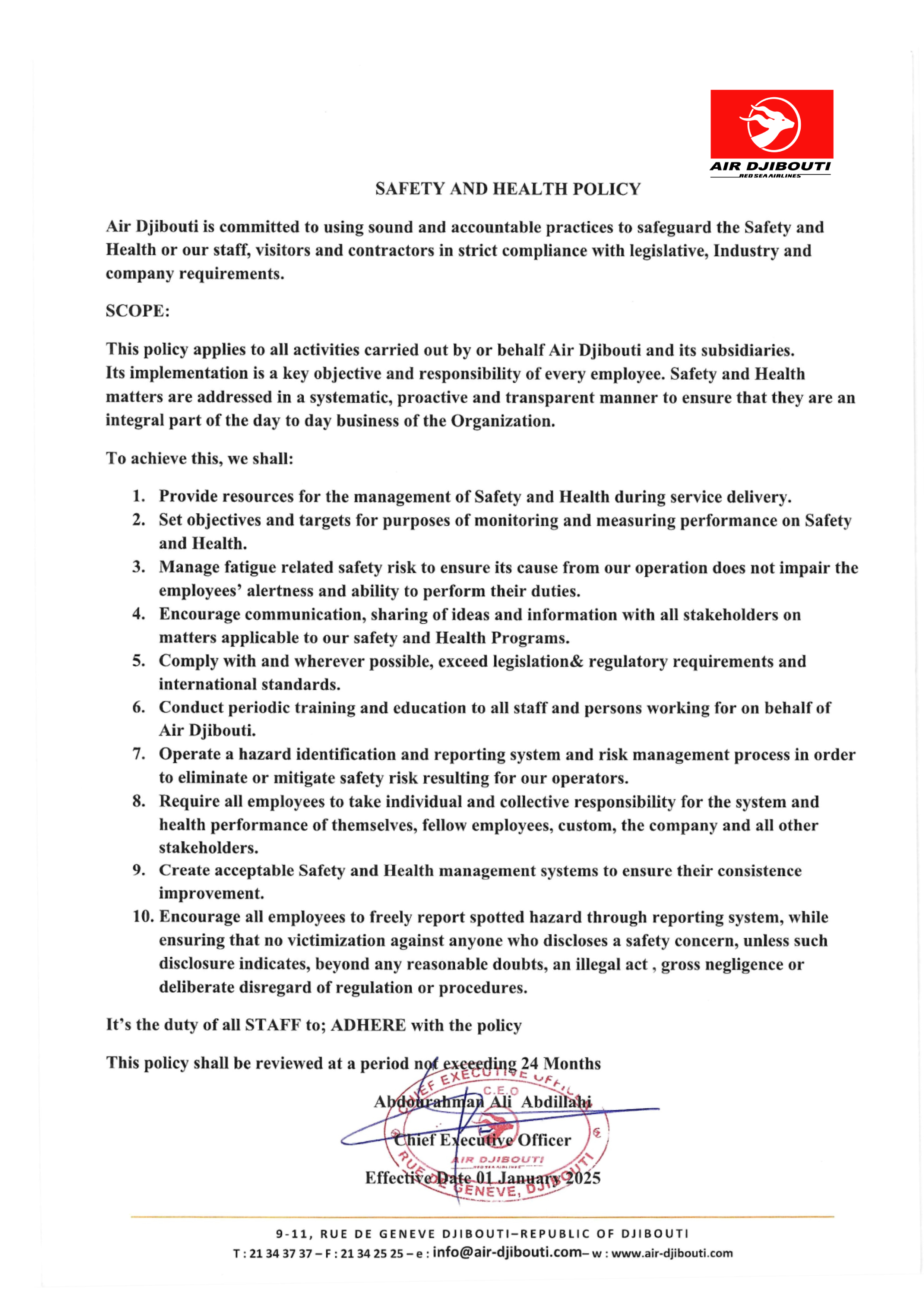 Safety and Health Policy
